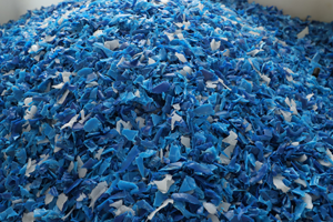 Plastic barrels After shredding