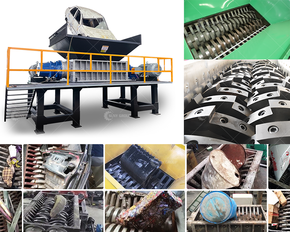 What materials can the double-shaft shredder process?