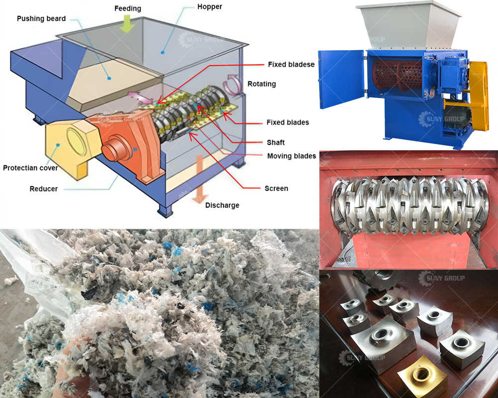 What types of waste are suitable for shredding with a single shaft shredder?