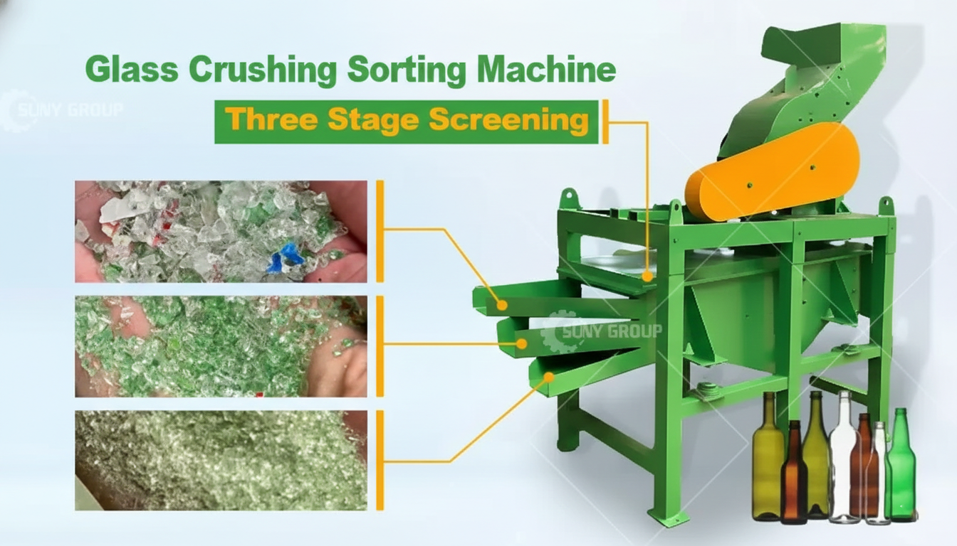 Glass Bottle Crushing Sorting Recycling Machine