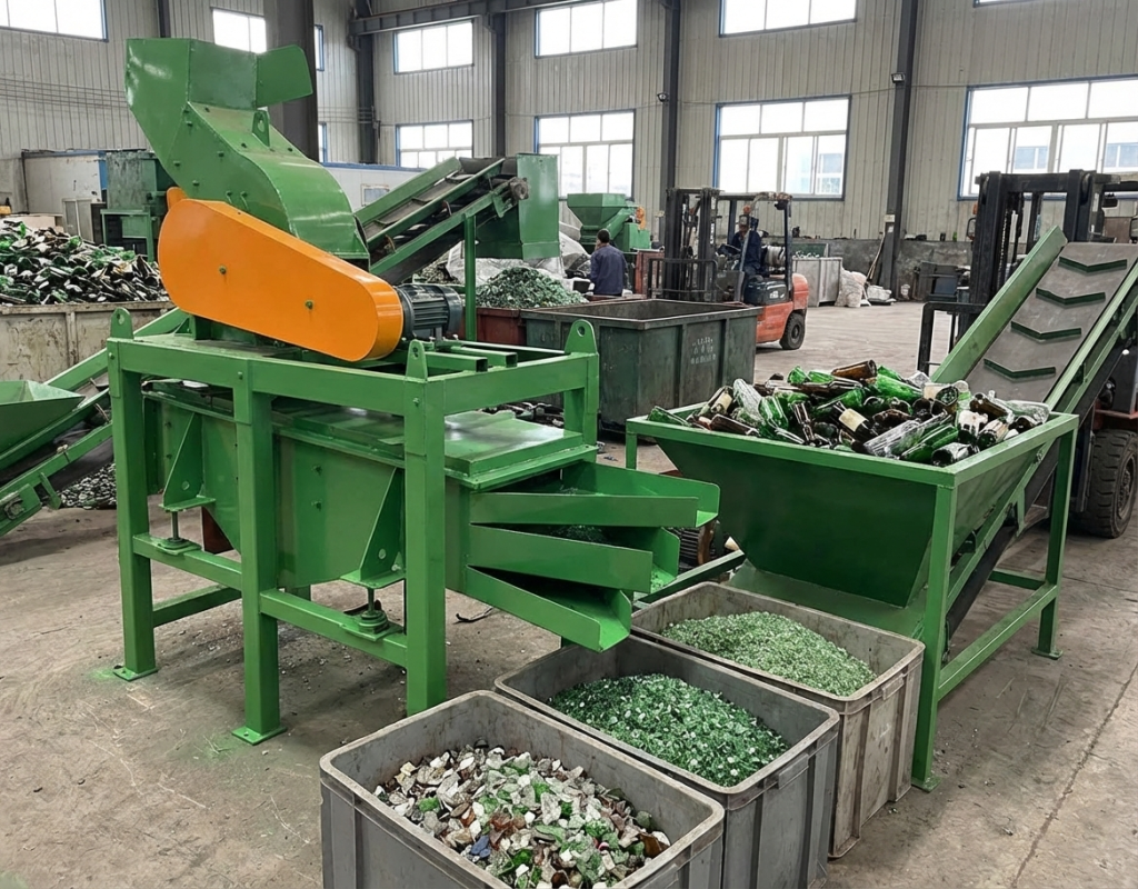 Glass Crushing Sorting Recycling Machine
