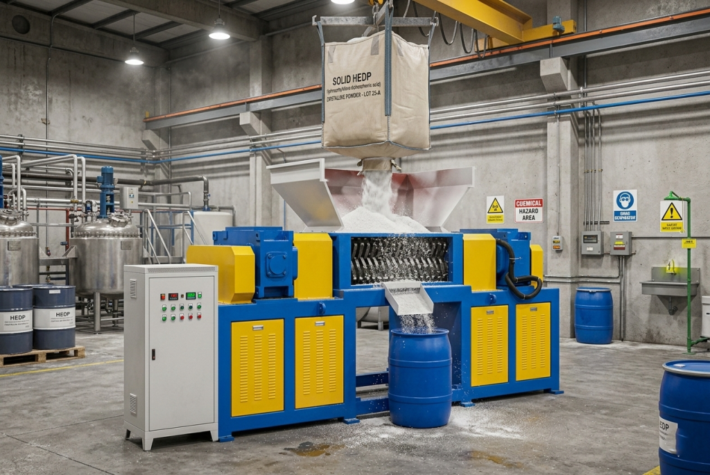 Can a dual-shaft shredder shred solid HEDP