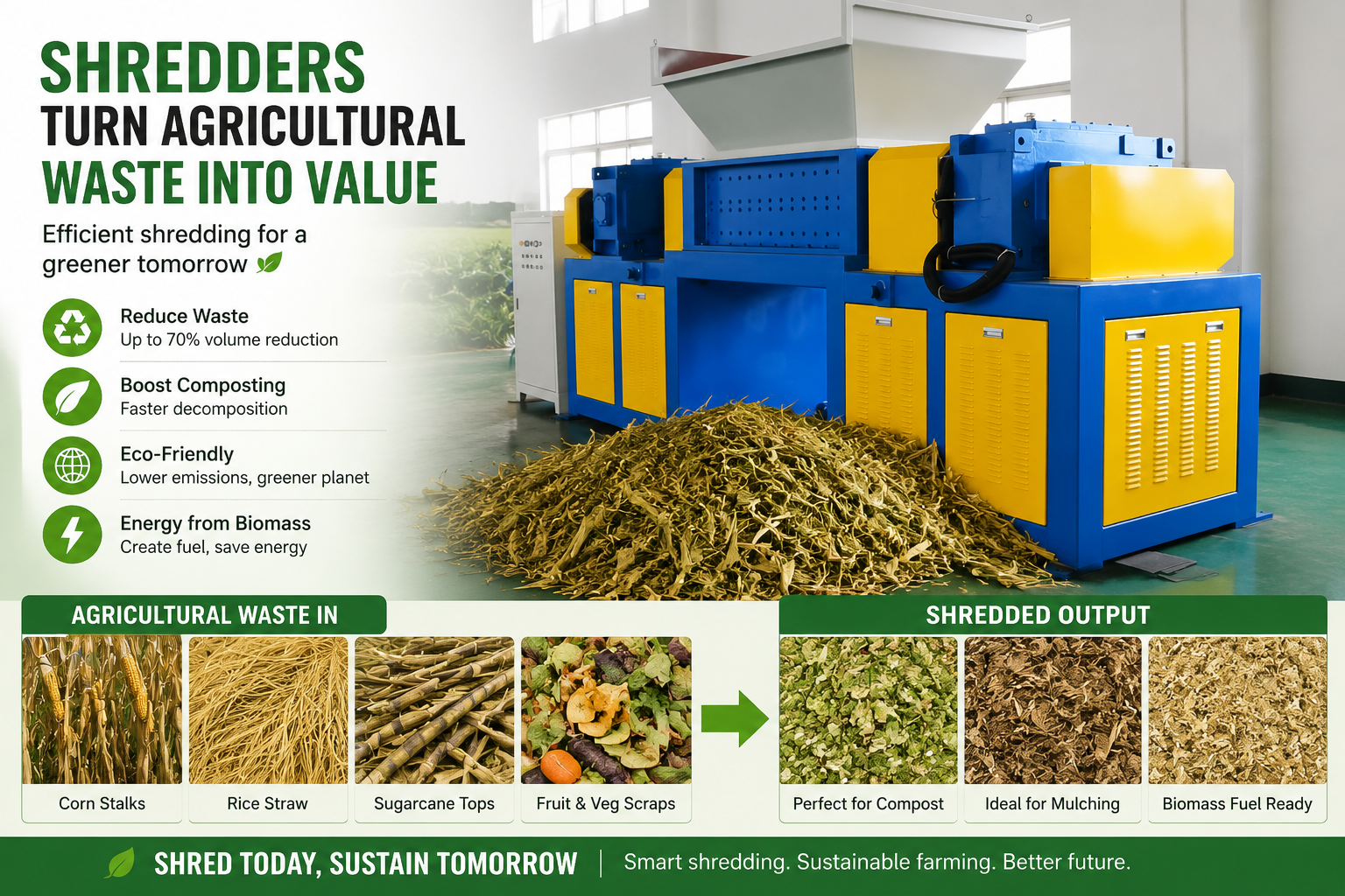 Can shredders shred agricultural waste?