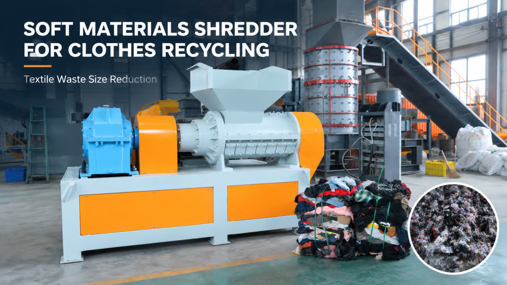 Soft materials shredder for clothes recycling